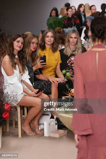 Steph Smith, Ksenija Lukich & Nikki Phillips sit front row at the C/meo Collective show at Mercedes-Benz Fashion Week Resort 18 Collections at...