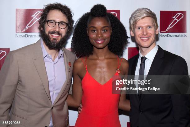 Josh Groban, Denee Benton and Lucas Steele attend the 68th Annual New Dramatists Spring Luncheon at New York Marriott Marquis Hotel on May 16, 2017...