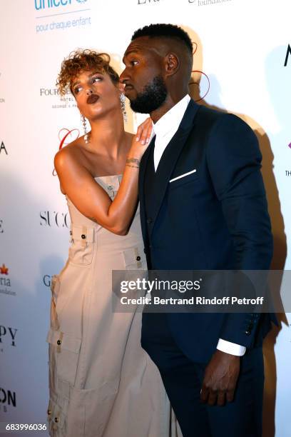 Singer Tal and Ralph Beaubrun attend the "Global Gift, the Eva Foundation" Gala : Photocall at Hotel George V on May 16, 2017 in Paris, France.