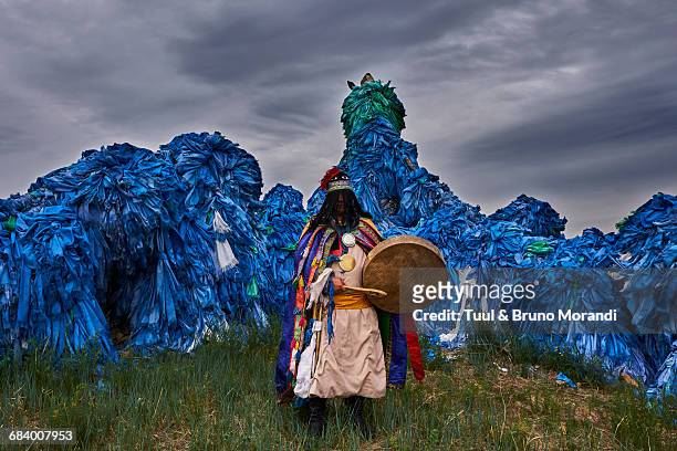 mongolia, shaman ceremony - asian tribal culture stock pictures, royalty-free photos & images
