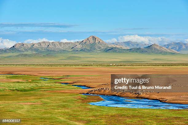 mongolia, landscape of sand dune - steppeklimaat stockfoto's en -beelden