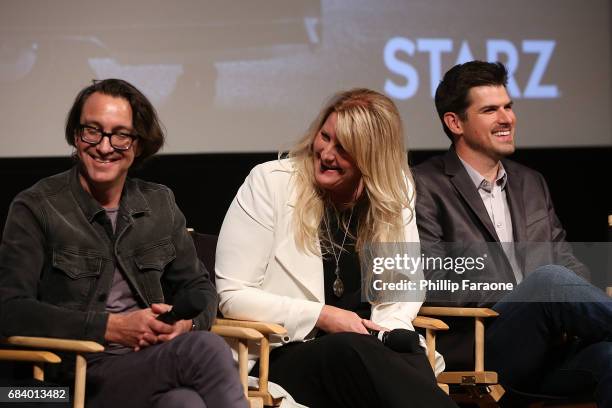 Brian Reitzell, Bernice Howes, and Brad North speak onstage at the "American Gods" Crafts FYC Event at Linwood Dunn Theater on May 16, 2017 in Los...