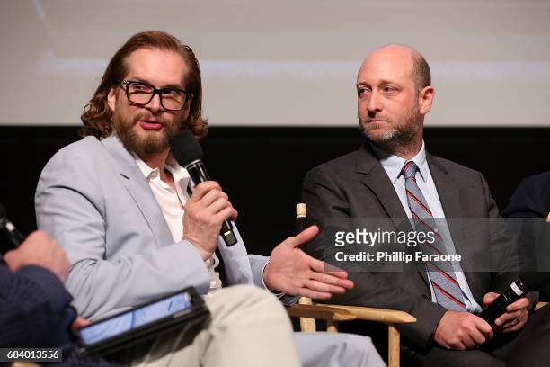 Executive producer's Bryan Fuller and Michael Green speak onstage at the "American Gods" Crafts FYC Event at Linwood Dunn Theater on May 16, 2017 in...