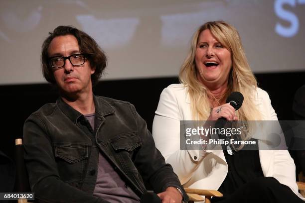 Brian Reitzell and Bernice Howes speak onstage at the "American Gods" Crafts FYC Event at Linwood Dunn Theater on May 16, 2017 in Los Angeles,...