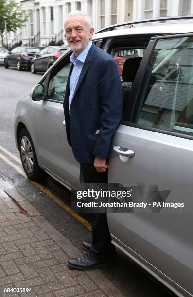 Labour leader Jeremy Corbyn leaves his home in north London, after officially launching the Labour Party manifesto for the General Election, in...