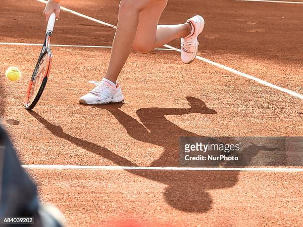 Kristina Mladenovic in action during his match against Julia Goerges - Internazionali BNL d'Italia 2017 on May 16, 2017 in Rome, Italy.