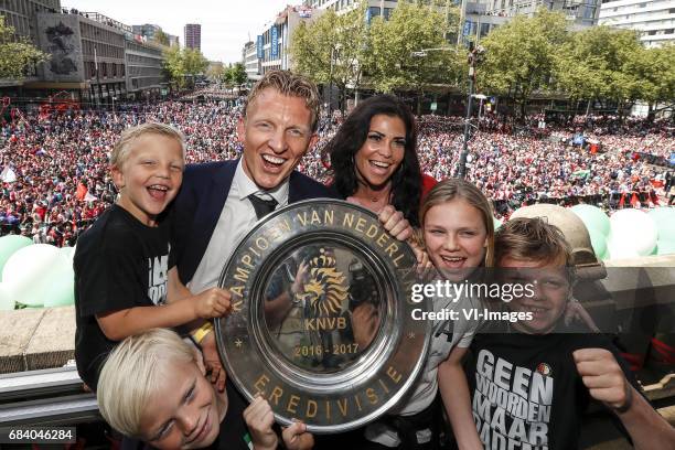 Aidan Kuyt, Jorden Kuyt, Dirk Kuyt of Feyenoord Gertrude Kuyt, Noelle Kuyt, Roan Kuyt and the tropheeduring Feyenoord Rotterdam honored Eredivisie...