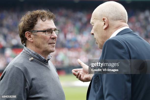 Willem van Hanegem, chairman Jan Smit of Heracles Almeloduring the Dutch Eredivisie match between Feyenoord Rotterdam and Heracles Almelo at the Kuip...