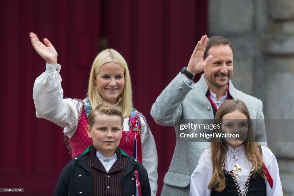 Norwegian Royals Attend The Children's Parade in Asker