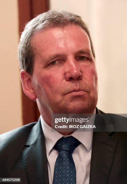 Former director of Spanghero and deputy Barthelemy Aguerre , looks on during a press conference to announce French lawmaker and former independent...