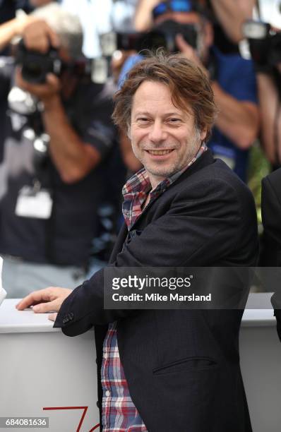 Mathieu Amalric attends the "Ismael's Ghosts " photocall during the 70th annual Cannes Film Festival at Palais des Festivals on May 17, 2017 in...