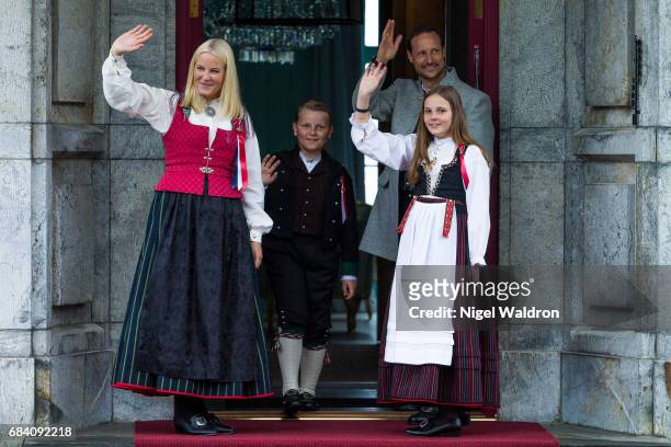 Princess Mette Marit of Norway, Prince Haakon of Norway, Prince Sverre Magnus of Norway, Princess Ingrid Alexandra of Norway during the children's...