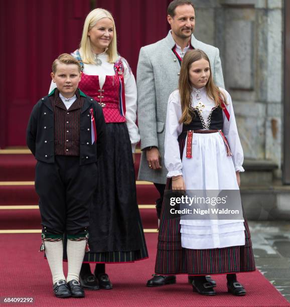 Princess Mette Marit of Norway, Prince Haakon of Norway, Prince Sverre Magnus of Norway, Princess Ingrid Alexandra of Norway during the children's...