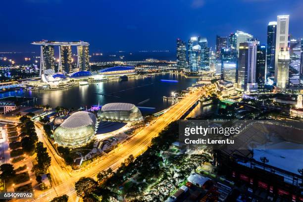 city night view, marina bay, singapore. - leren 個照片及圖片檔