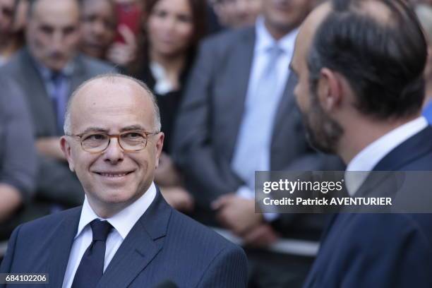 France's newly-appointed Prime Minister Edouard Philippe attends an official handover ceremony with outgoing Prime Minister Bernard Cazeneuve at the...