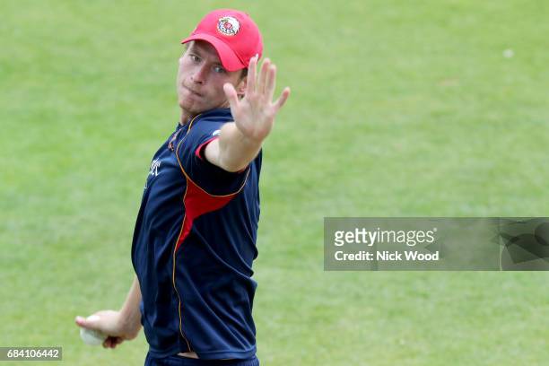 Tom Westley of Essex warms up prior to the Royal London One-Day Cup between Kent and Essex at the Spitfire Ground on May 17, 2017 in Canterbury,...