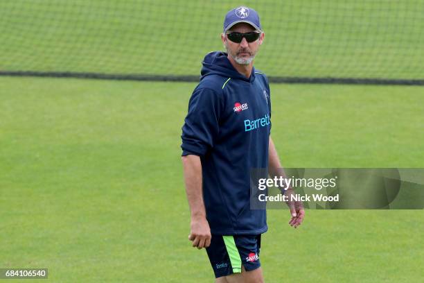 Jason Gillespie of Kent keeps a watchful eye during the warm-up prior to the Royal London One-Day Cup between Kent and Essex at the Spitfire Ground...