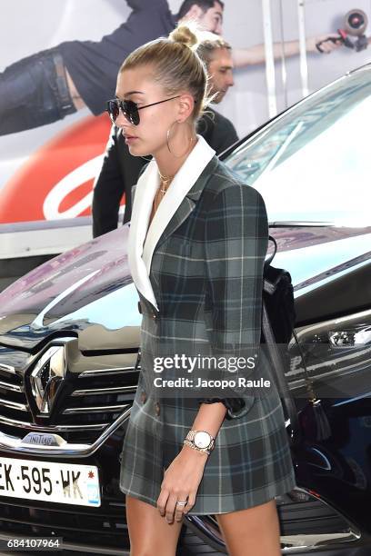 Hailey Baldwin is spotted leaving Hotel Martinez during the 70th annual Cannes Film Festival at on May 17, 2017 in Cannes, France.