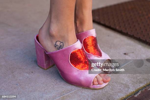 Editor of Subvert Magazine Sarah Nicolette wearing Dolls Kill shoes during Mercedes-Benz Fashion Week Resort 18 Collections at Carriageworks on May...