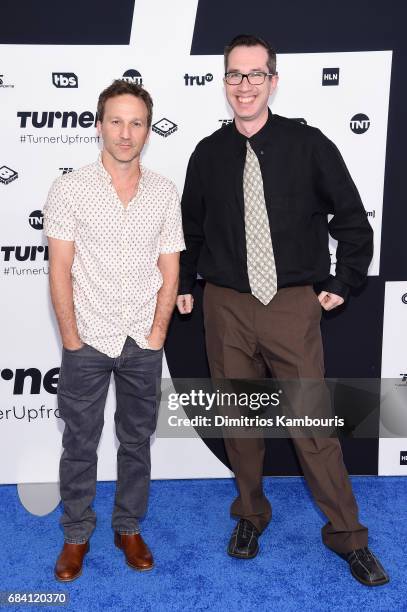 Breckin Meyer and Matthew Senreich attend the Turner Upfront 2017 arrivals on the red carpet at The Theater at Madison Square Garden on May 17, 2017...