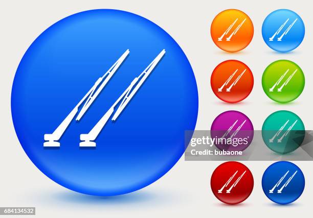 windshield wipers icon on shiny color circle buttons - windshield wiper stock illustrations