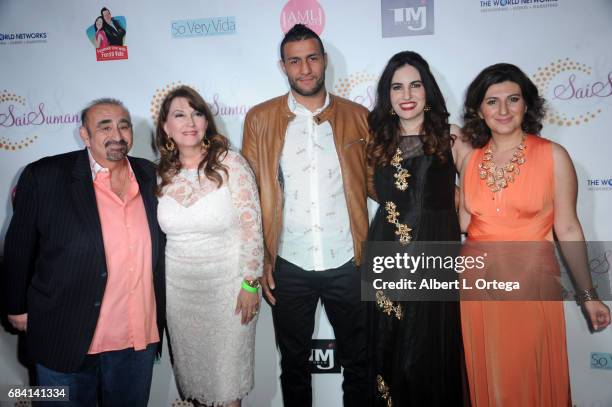 Actor Ken Davitian, actress Mary Apick, fighter Mehdi Baghdad, actress Vida Ghaffari and CEO of World Networks Lousine Karibianat Sai Suman's...