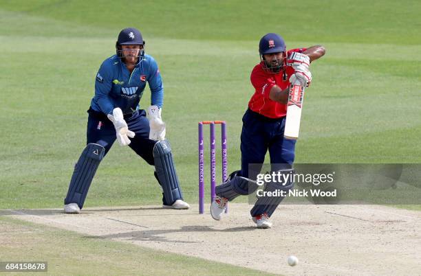 Varun Chopra of Essex steers the ball towards the boundary during the Royal London One-Day Cup between Kent and Essex at the Spitfire Ground on May...