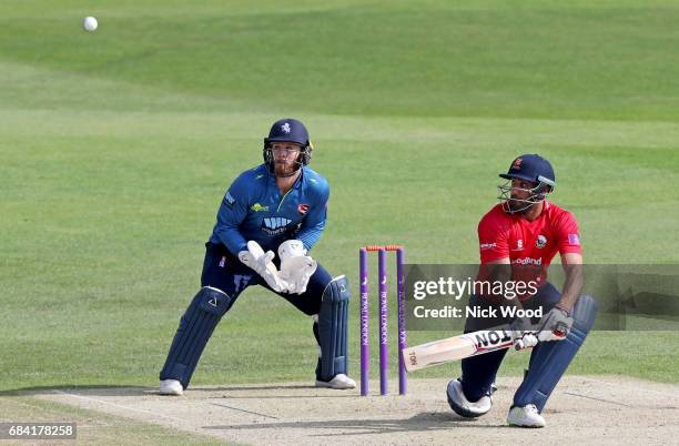 Ravi Bopara of Essex watches the ball closely during the Royal London One-Day Cup between Kent and Essex at the Spitfire Ground on May 17, 2017 in...