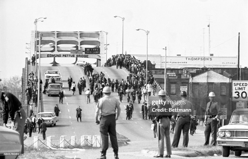 Civil Rights Marchers on Bridge