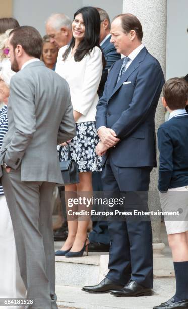 Queen Letizia's father Jesus Ortiz his wife Ana Togores and Prince Konstantin of Bulgaria attend the First Communion of Princess Sofia at the...