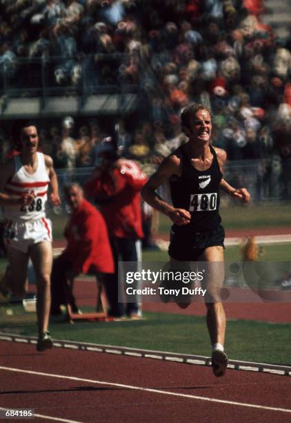 Dick Taylor of New Zealand wins the 10,000 metres during the Commonwealth Games held in Christchurch, New Zealand in 1974.