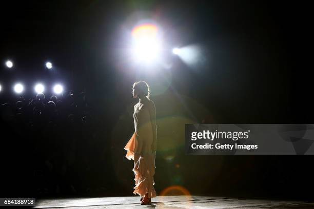 Model walks the runway during the KITX show at Mercedes-Benz Fashion Week Resort 18 Collections at Bay 25, Carriageworks on May 17, 2017 in Sydney,...
