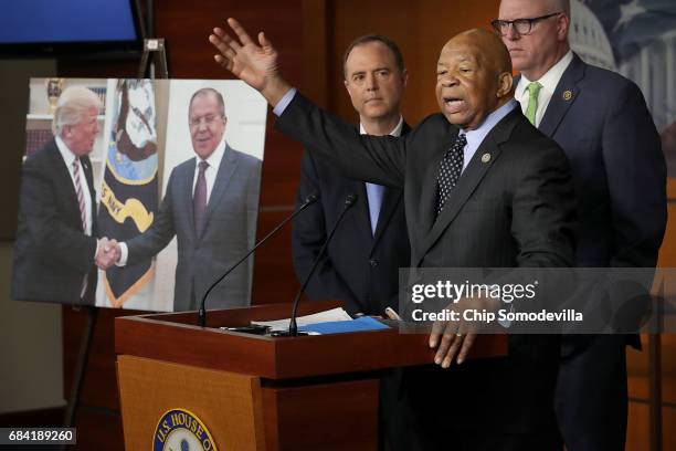 House Oversight and Government Reform Committee ranking member Rep. Elijah Cummings speaks during a news conference with House Intelligence Committee...