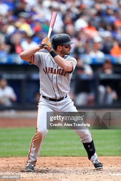 Justin Ruggiano of the San Francisco Giants bats during the game against the New York Mets at Citi Field on Wednesday May 10, 2017 in the Queens...