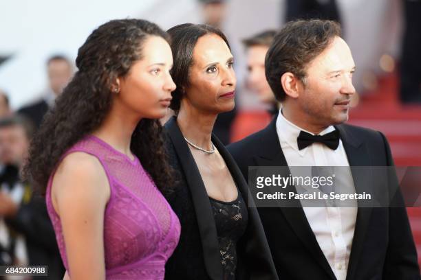 Vincent Perez and Karine Silla and Iman Perez attend the "Ismael's Ghosts " screening and Opening Gala during the 70th annual Cannes Film Festival at...