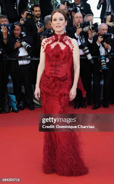 Actress Julianne Moore attends the "Ismael's Ghosts " screening and Opening Gala during the 70th annual Cannes Film Festival at Palais des Festivals...
