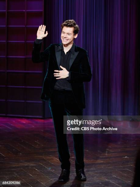 Harry Styles performs during "The Late Late Show with James Corden," Tuesday, May 16, 2017 On The CBS Television Network.