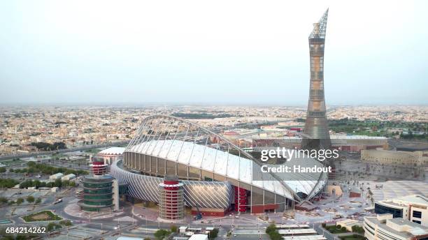 In this handout image supplied by Qatar 2022 on May 17 Qatar's Supreme Committee for Delivery & Legacy launches Khalifa International Stadium, the...