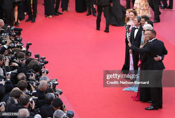 Jury members Will Smith, Paolo Sorrentino, Agnes Jaoui, President of the jury Pedro Almodovar and jury members Fan Bingbing, Gabriel Yared, Park...