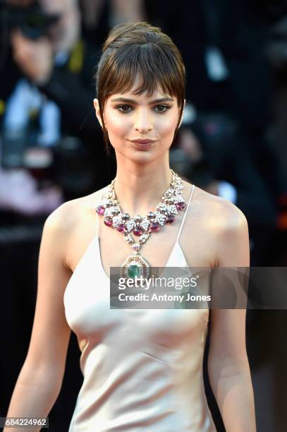 Model Emily Ratajkowski attends the "Ismael's Ghosts " screening and Opening Gala during the 70th annual Cannes Film Festival at Palais des Festivals...