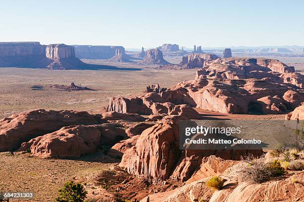 sunset from hunt's mesa, monument valley, usa - hunts mesa bildbanksfoton och bilder