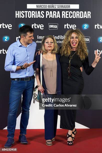 Luis Larrodera, Mayra Gomez Kemp and Miriam Diaz Aroca attend the 'Imprescindibles' premiere at the Cineteca cinema on May 17, 2017 in Madrid, Spain.