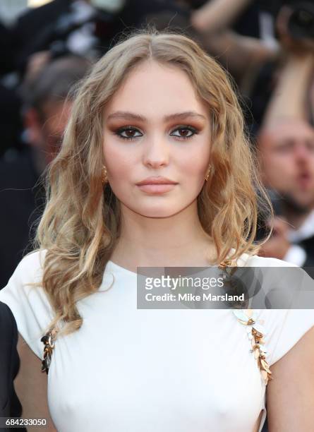 Lily-Rose Depp attends the "Ismael's Ghosts " screening and Opening Gala during the 70th annual Cannes Film Festival at Palais des Festivals on May...