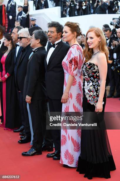 Agnes Jaoui, Paolo Sorrentino, President of the jury Pedro Almodovar and jury members Fan Bingbing, Park Chan-wook, Gabriel Yared, Maren Ade and...