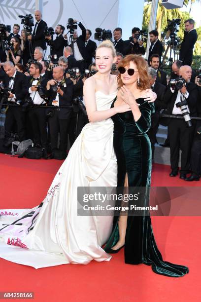 Elle Fanning and Susan Sarandon attend the "Ismael's Ghosts " screening and Opening Gala during the 70th annual Cannes Film Festival at Palais des...