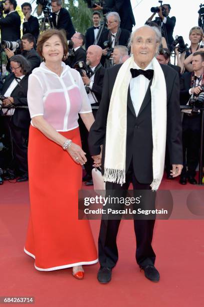 Actress Macha Meril and music composer Michel Legrand attend the "Ismael's Ghosts " screening and Opening Gala during the 70th annual Cannes Film...