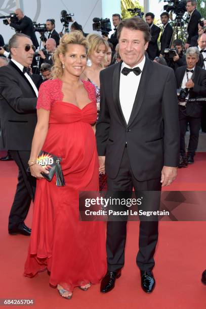 Christian Estrosi and Laura Tenoudji attend the "Ismael's Ghosts " screening and Opening Gala during the 70th annual Cannes Film Festival at Palais...