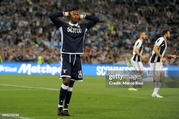 Keita Balde Diao of SS Lazio reactsduring the TIM Cup Final match between SS Lazio and Juventus FC at Olimpico Stadium on May 17, 2017 in Rome, Italy.