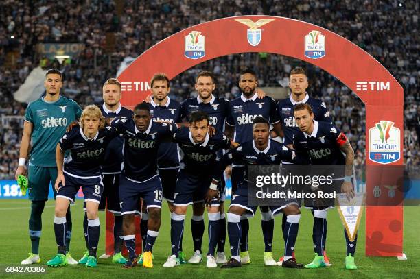 Lazio player posed a photo team before the TIM Cup Final match between SS Lazio and Juventus FC at Olimpico Stadium on May 17, 2017 in Rome, Italy.