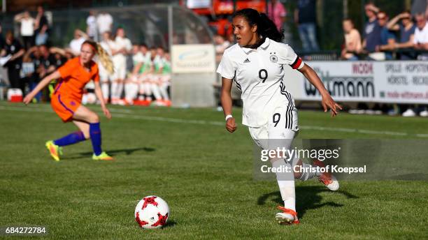 Gia Corley of Germany runs with the ball during the U15 girl's international friendly match between Germany and Netherlands at Getraenke Hoffmann...